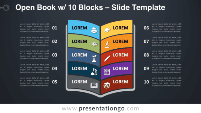 Open Book with 10 Blocks Graphics for PowerPoint and Google Slides Free Open Book with 10 Blocks Graphics for PowerPoint and Google Slides