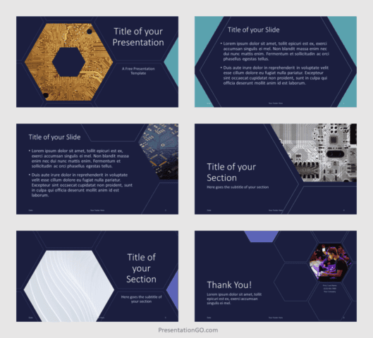 Beehive Tech PowerPoint Template - Example with Photos Free Beehive Tech PowerPoint Template - Example with Photos