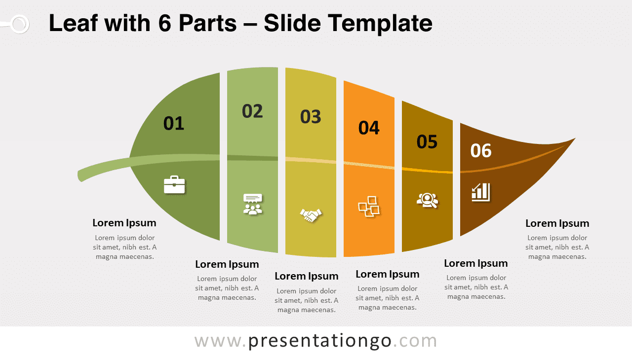 Free Leaf with 6 Parts for PowerPoint and Google Slides