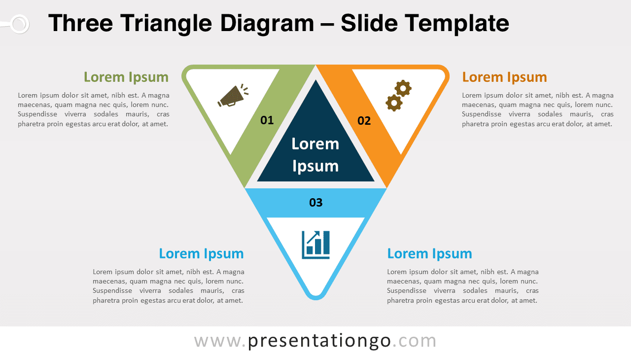 Free Three Triangle Diagram for PowerPoint and Google Slides