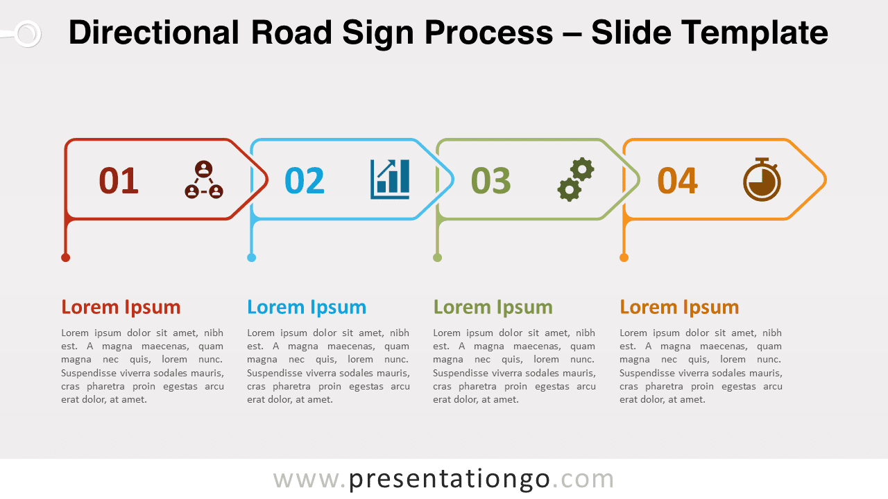 Free Directional Road Sign Process for PowerPoint and Google Slides