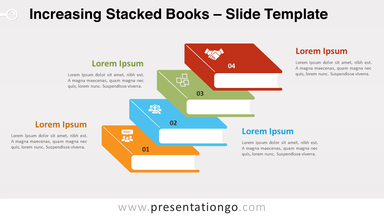Free Increasing Stacked Books for PowerPoint and Google Slides