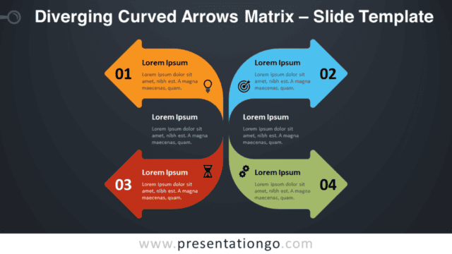 Diverging Curved Arrows Matrix Graphics for PowerPoint and Google Slides Free Diverging Curved Arrows Matrix Graphics for PowerPoint and Google Slides