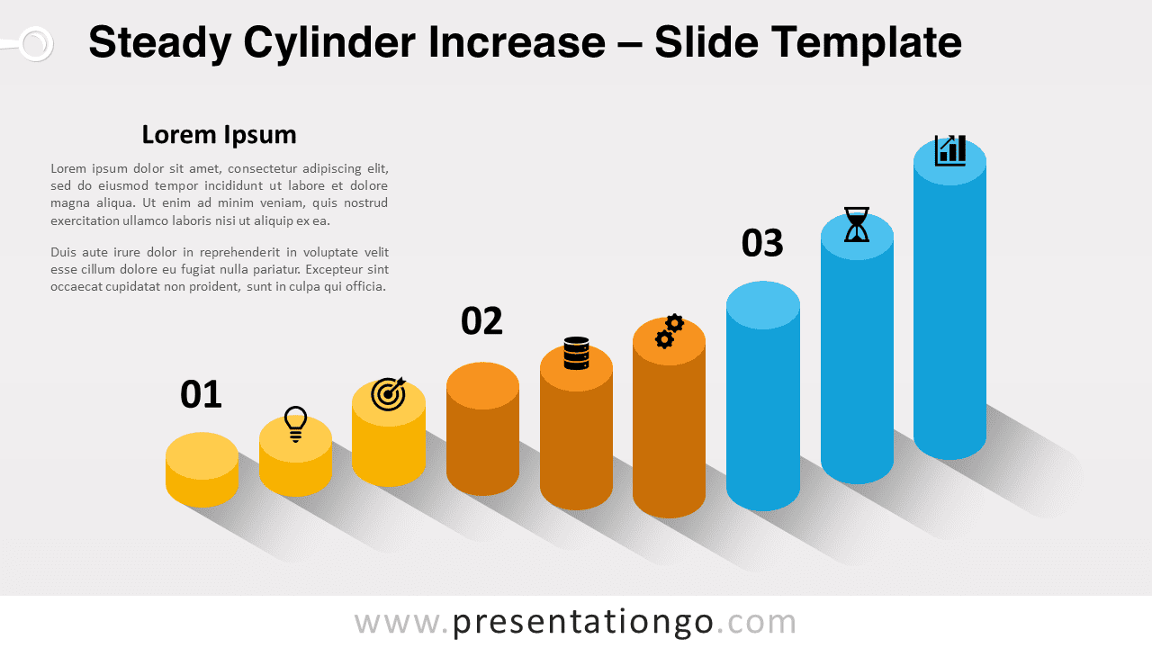 Steady Cylinder Increase Chart for PowerPoint and Google Slides