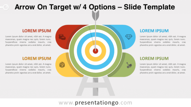 Arrow On Target with 4 Options for PowerPoint and Google Slides