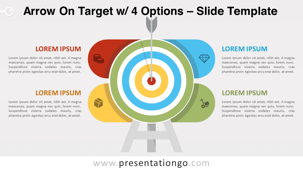 Arrow On Target with 4 Options for PowerPoint and Google Slides