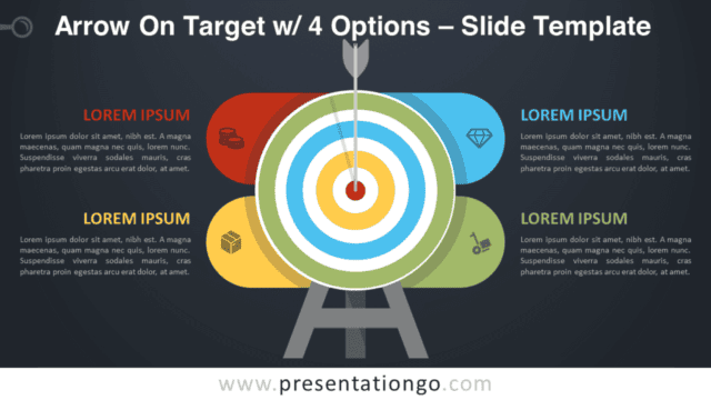 Arrow On Target with 4 Options for PowerPoint and Google Slides