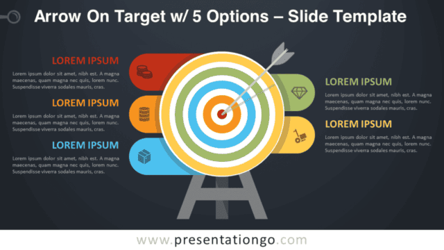 Arrow On Target with 5 Options for PowerPoint and Google Slides