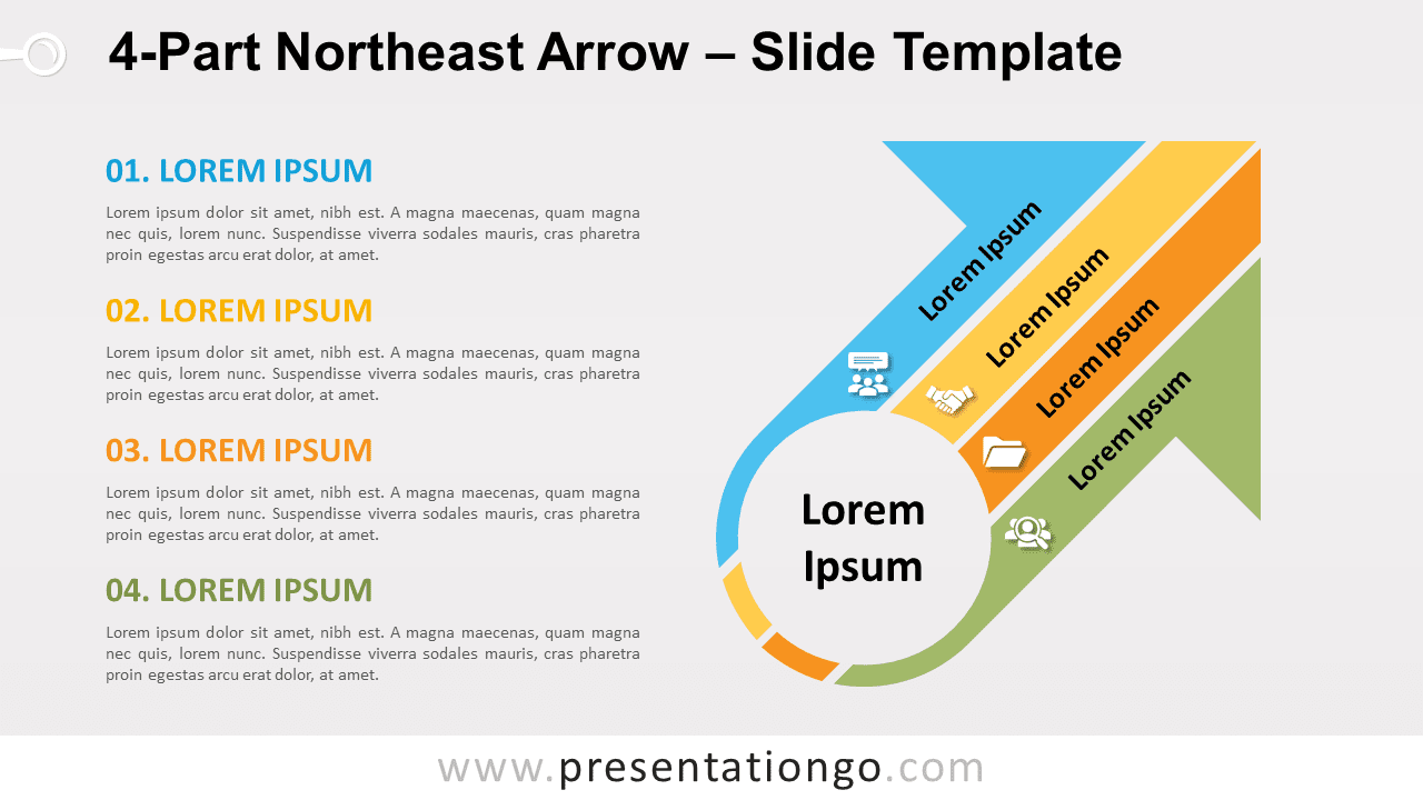 Free 4-Part Northeast Arrow for PowerPoint and Google Slides