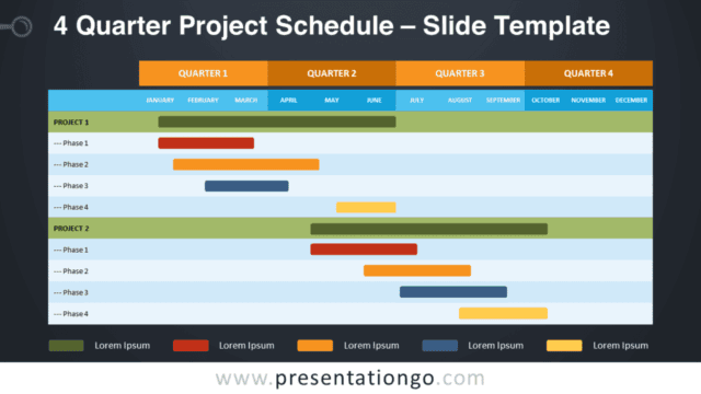 4 Quarter Project Schedule Graphics for PowerPoint and Google Slides Free 4 Quarter Project Schedule Graphics for PowerPoint and Google Slides