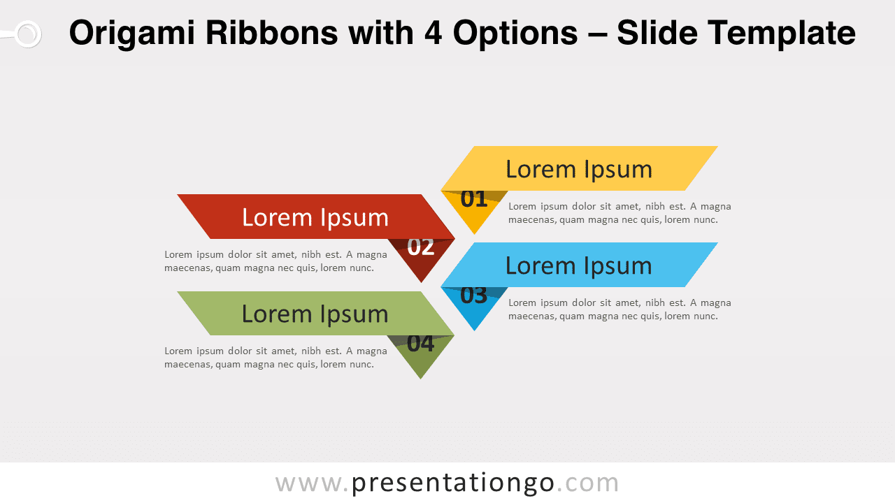 Free Origami Ribbons with 4 Options for PowerPoint and Google Slides