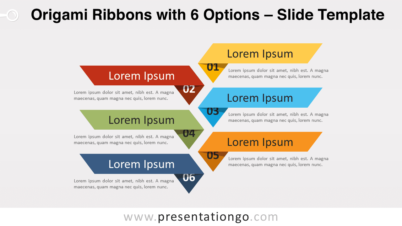 Free Origami Ribbons with 6 Options for PowerPoint and Google Slides