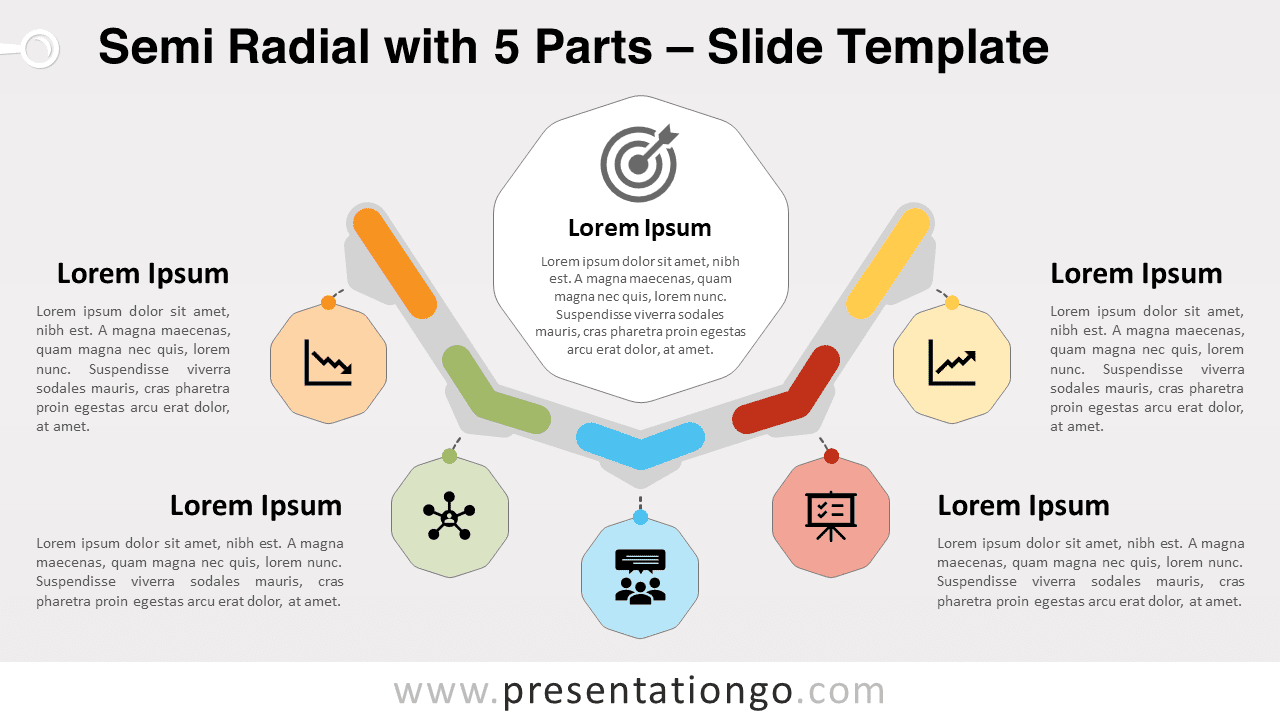Free Semi Radial with 5 Parts for PowerPoint and Google Slides