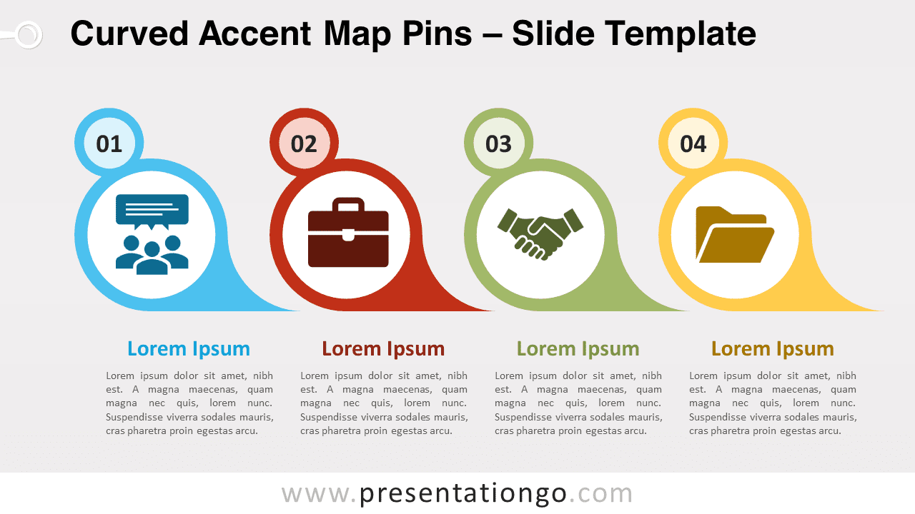 Free Curved Accent Map Pins for PowerPoint and Google Slides