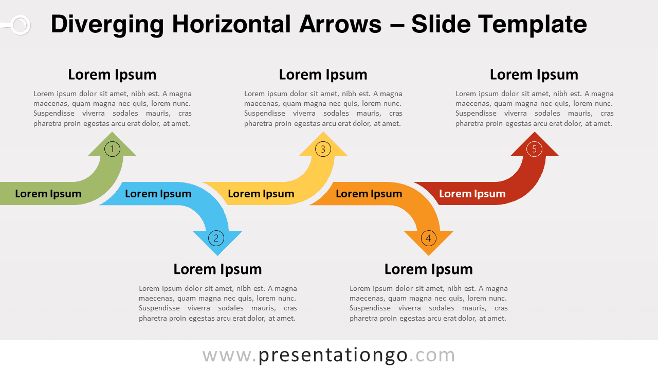 Free Diverging Horizontal Arrows for PowerPoint and Google Slides