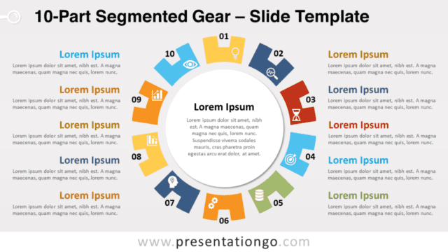10-Part Segmented Gear for PowerPoint and Google Slides Free 10-Part Segmented Gear for PowerPoint and Google Slides