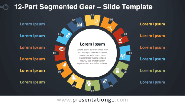 12-Part Segmented Gear Diagram for PowerPoint and Google Slides Free 12-Part Segmented Gear Diagram for PowerPoint and Google Slides