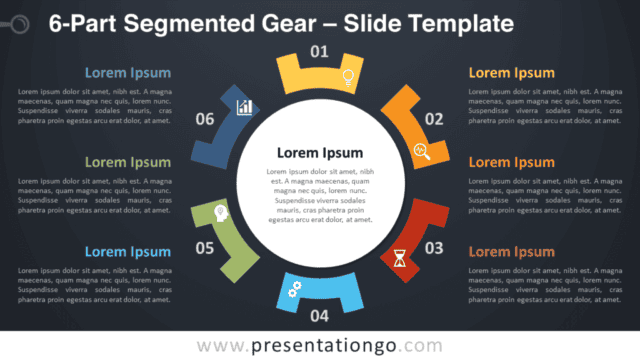 6-Part Segmented Gear Diagram for PowerPoint and Google Slides Free 6-Part Segmented Gear Diagram for PowerPoint and Google Slides