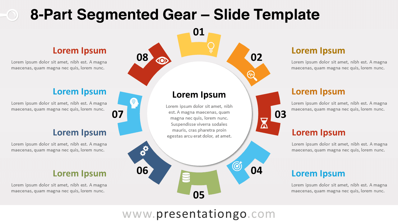 Free 8-Part Segmented Gear for PowerPoint and Google Slides