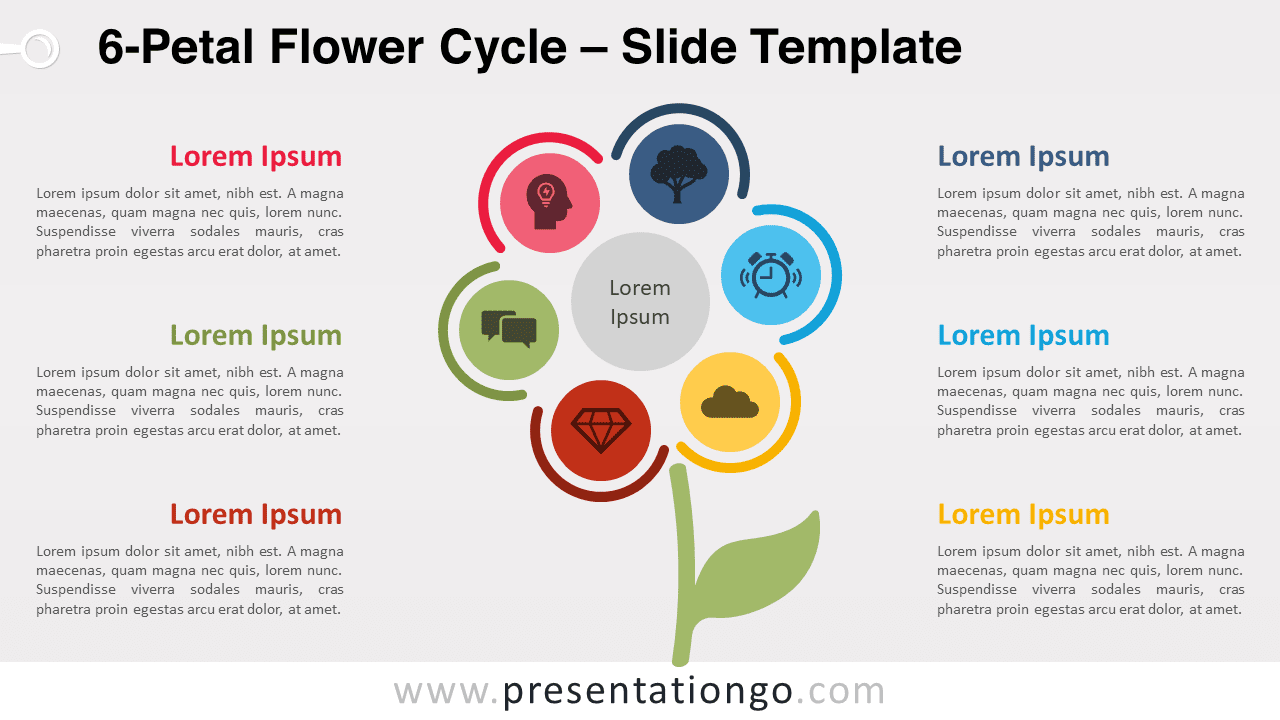 Free 6-Petal Flower Cycle for PowerPoint and Google Slides