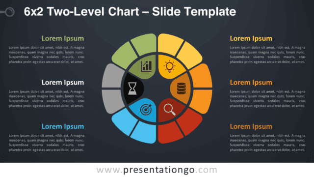 6x2 Two-Level Chart Diagram for PowerPoint and Google Slides Free 6x2 Two-Level Chart Diagram for PowerPoint and Google Slides