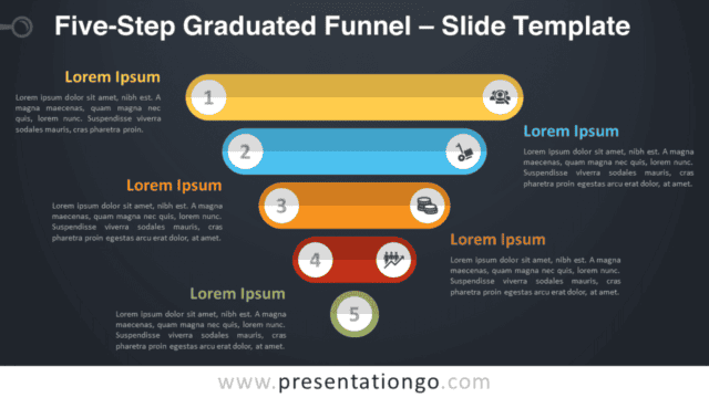 Free Five-Step Graduated Funnel Diagram for PowerPoint and Google Slides