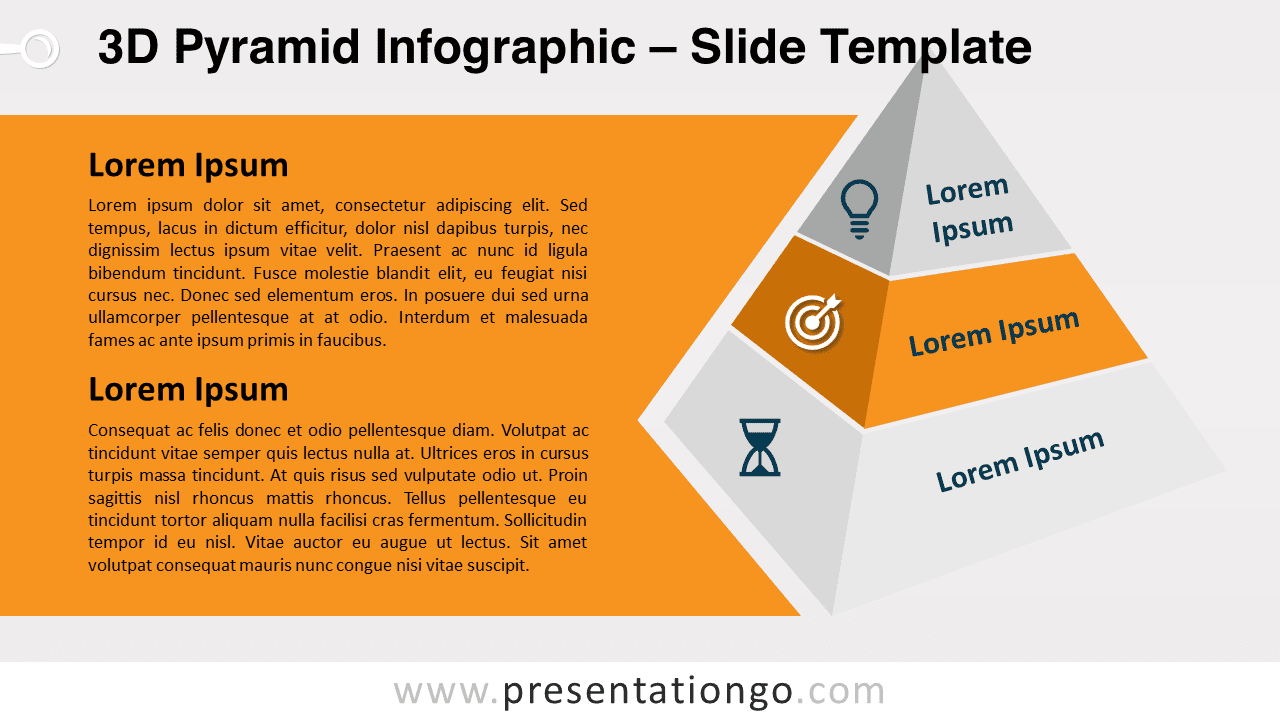 Free 3D Bottom Pyramid Infographic for PowerPoint and Google Slides With Focus on the Level 2