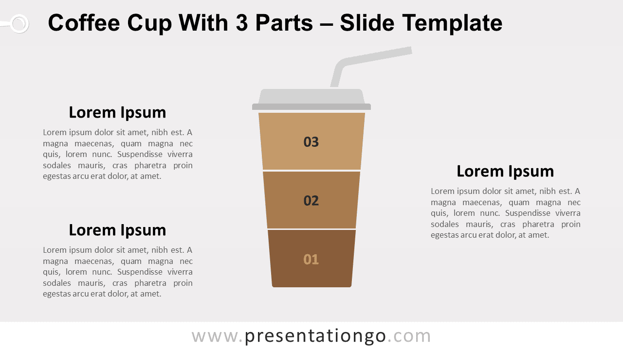 Free Coffee Cup with 3 Parts for PowerPoint and Google Slides
