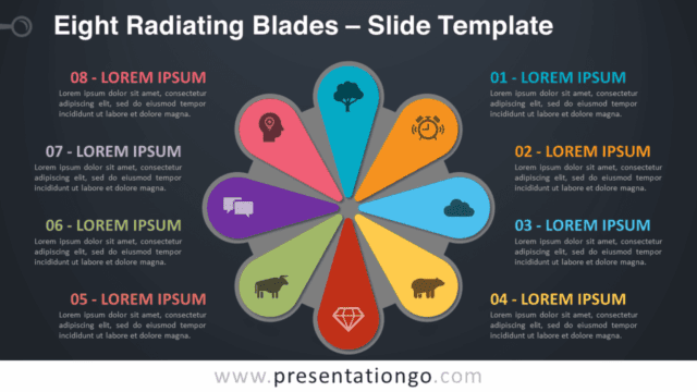 Eight Radiating Blades Graphics for PowerPoint and Google Slides Free Eight Radiating Blades Diagram for PowerPoint and Google Slides