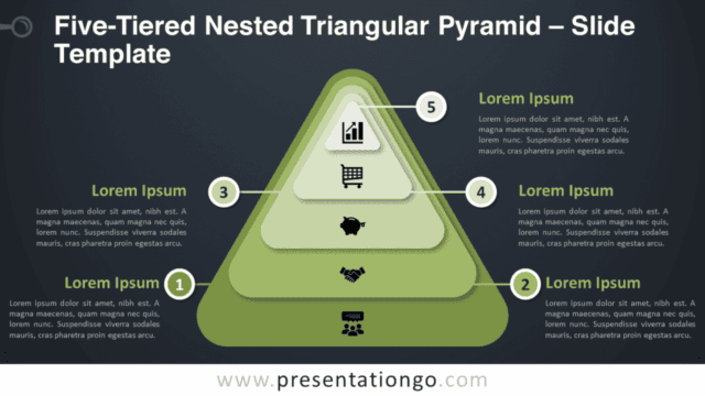 Five-Tiered Nested Triangular Pyramid Graphics for PowerPoint and Google Slides Free Five-Tiered Nested Triangular Pyramid Graphics for PowerPoint and Google Slides