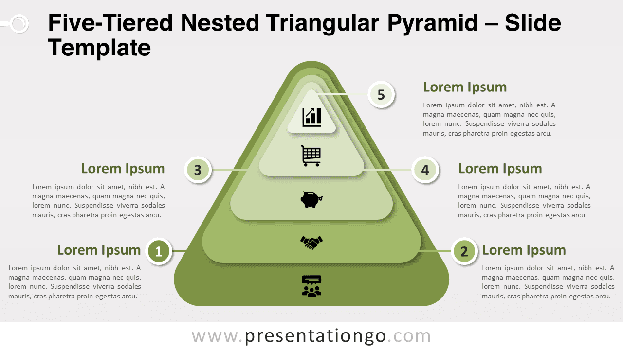 Free Five-Tiered Nested Triangular Pyramid for PowerPoint and Google Slides