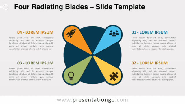 Four Radiating Blades for PowerPoint and Google Slides Free Four Radiating Blades for PowerPoint and Google Slides
