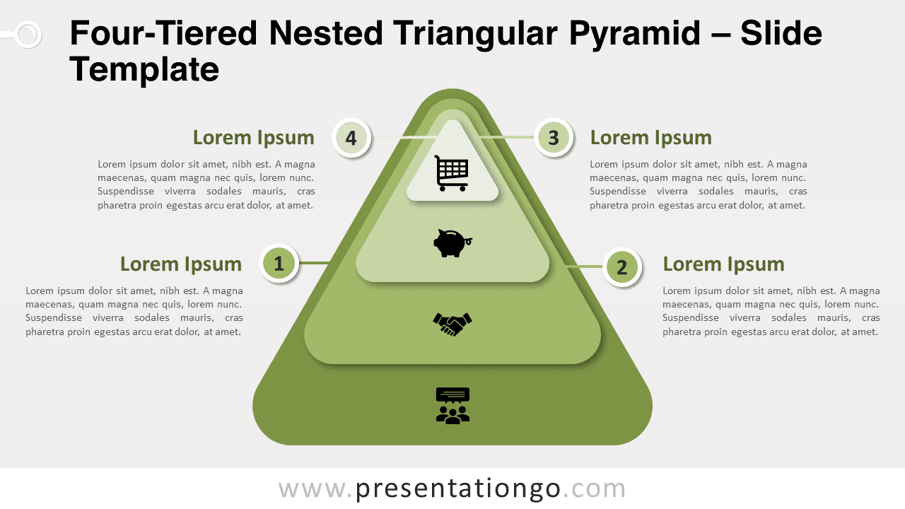 Free Four-Tiered Nested Triangular Pyramid for PowerPoint and Google Slides
