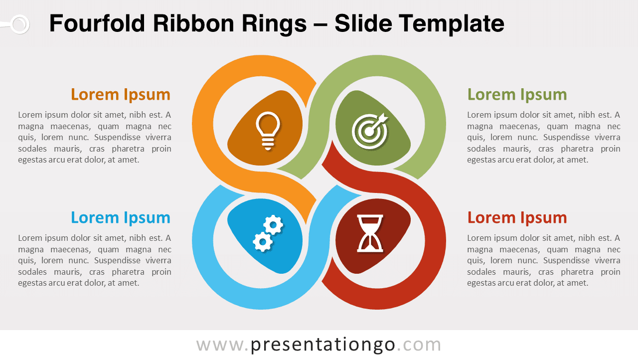Free Fourfold Ribbon Rings for PowerPoint and Google Slides
