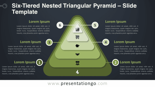 Six-Tiered Nested Triangular Pyramid Graphics for PowerPoint and Google Slides Free Six-Tiered Nested Triangular Pyramid Graphics for PowerPoint and Google Slides