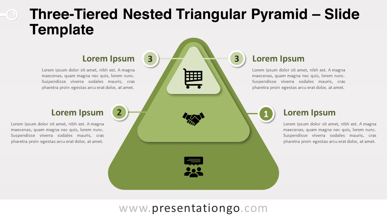 Free Three-Tiered Nested Triangular Pyramid for PowerPoint and Google Slides