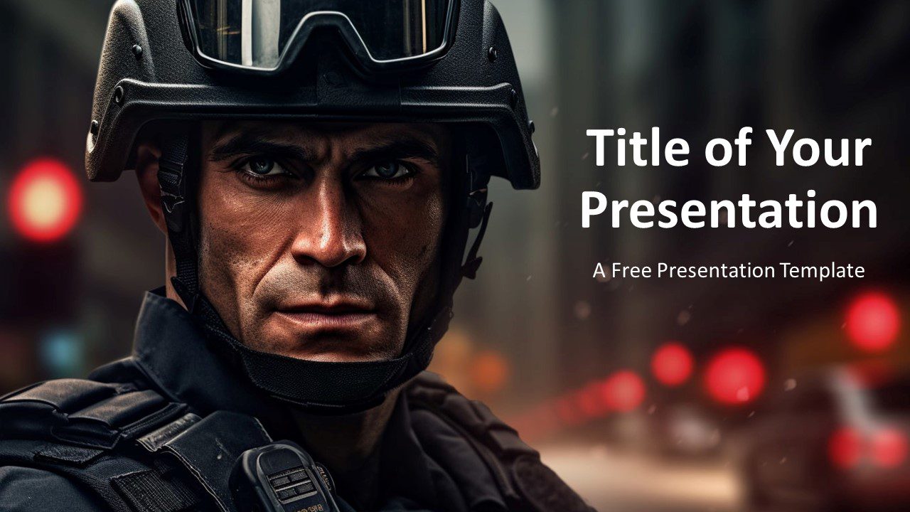 Detailed view of the SWAT template's cover slide for both PowerPoint and Google Slides presentations.