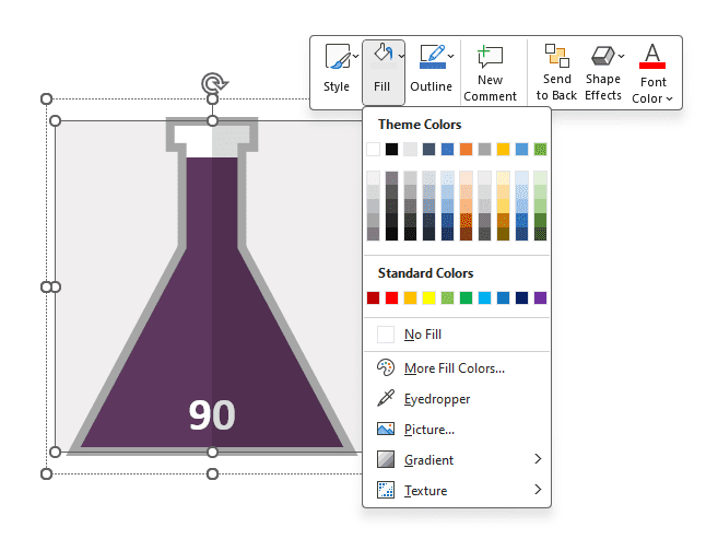 Instruction on changing the flask chart background to match your PowerPoint slide's color.