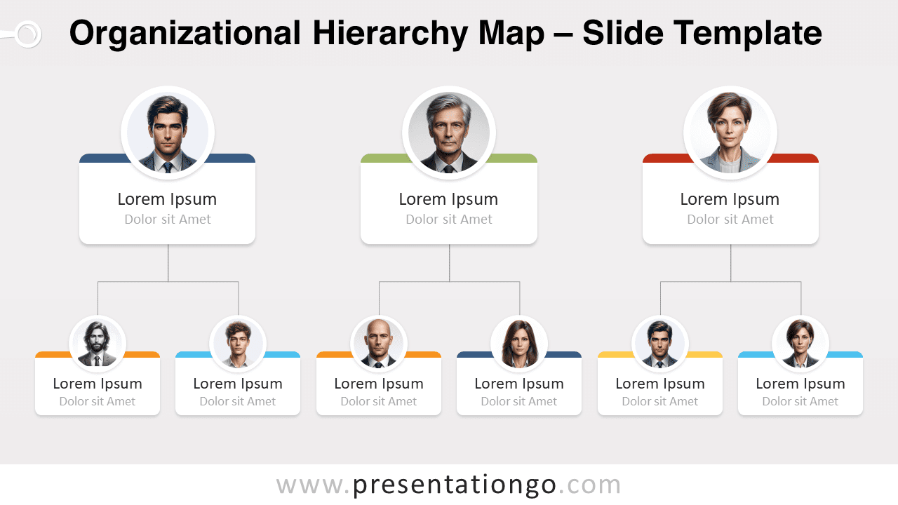 Widescreen Organizational Hierarchy Map for PowerPoint and Google Slides