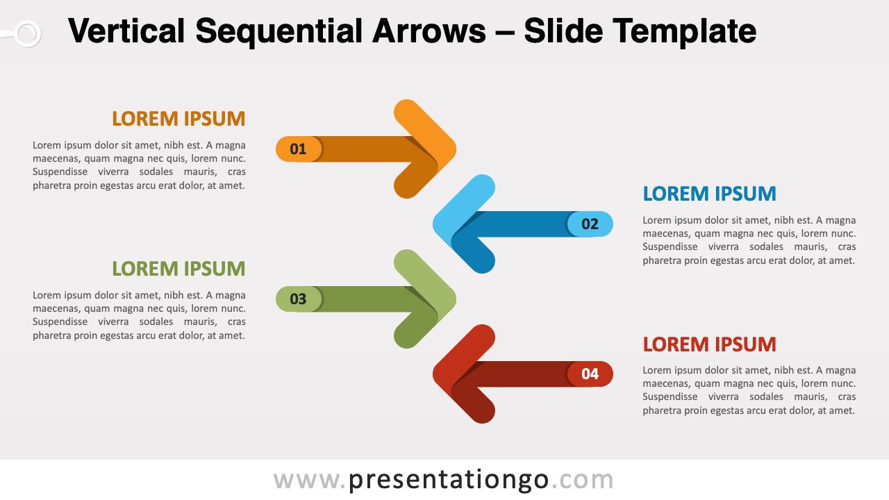 Dark background widescreen slide of Vertical Sequential Arrows for PowerPoint and Google Slides
