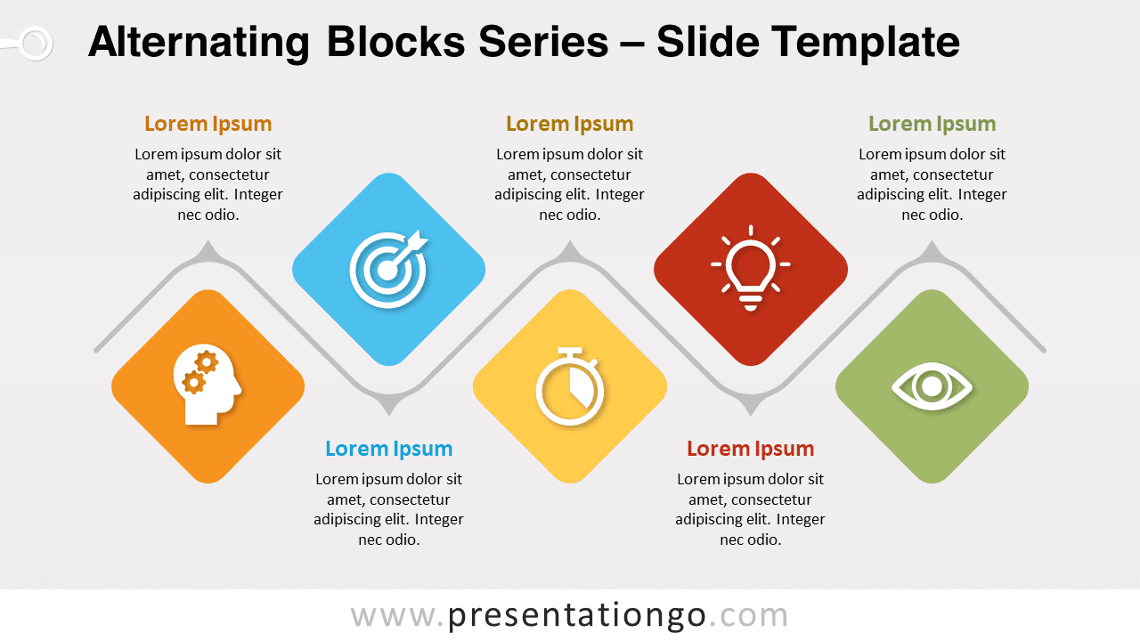 Alternating Blocks Series template slide on a light background showcasing step-by-step progression.