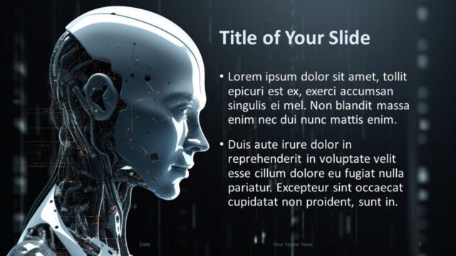 Android Intelligence Title and Content Slide - Option 2 Android Intelligence Template's alternative content slide with mirrored android graphic and text placeholders.