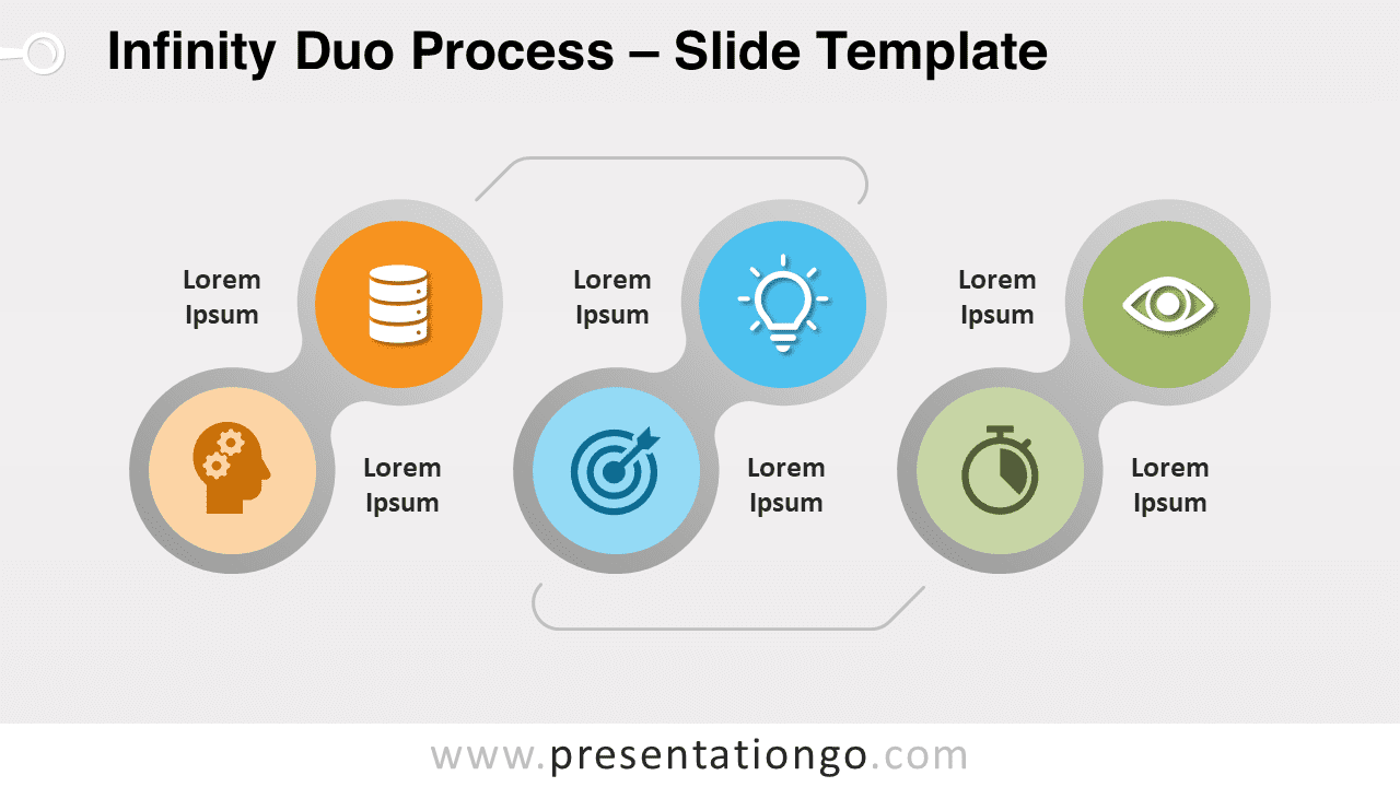 Infinity Duo Process PowerPoint Template displayed on a light background highlighting its sleek design.