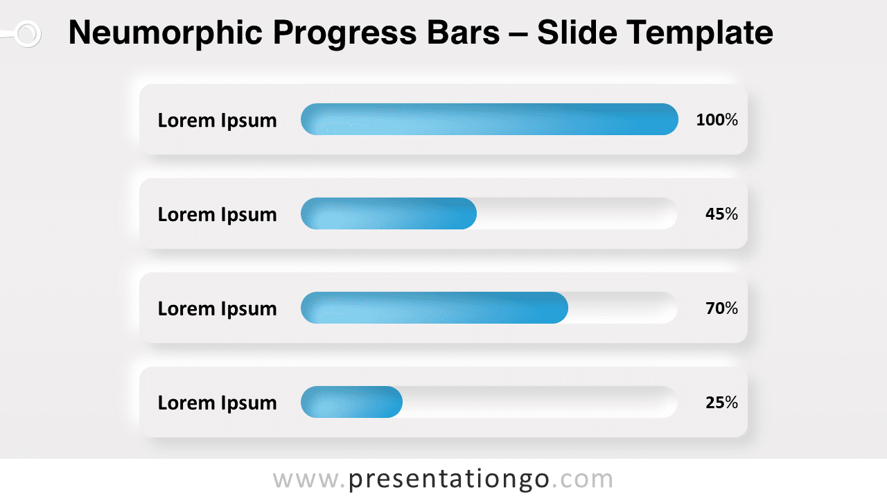 Neumorphic Progress Bars PowerPoint Template with Light Background Theme