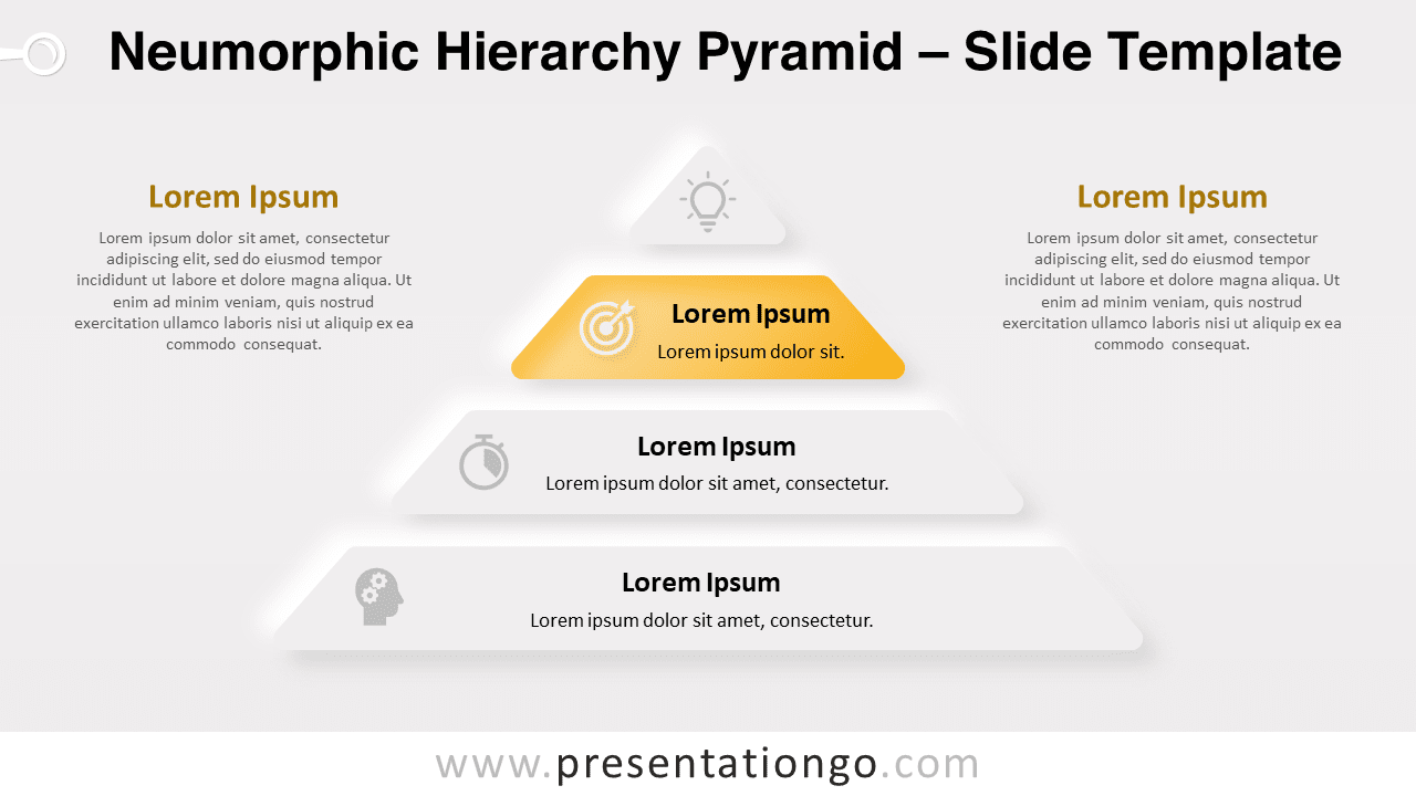 Neumorphic Design Hierarchy Pyramid Slide in Light Mode for PowerPoint Presentations