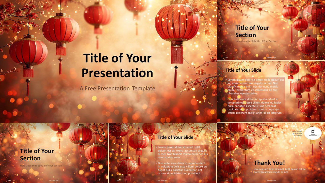 Widescreen preview of Imperial Lanterns Template for both PowerPoint and Google Slides