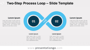 Two-Step Process Loop PowerPoint template displayed on a light background, illustrating a clear, stepwise presentation format.