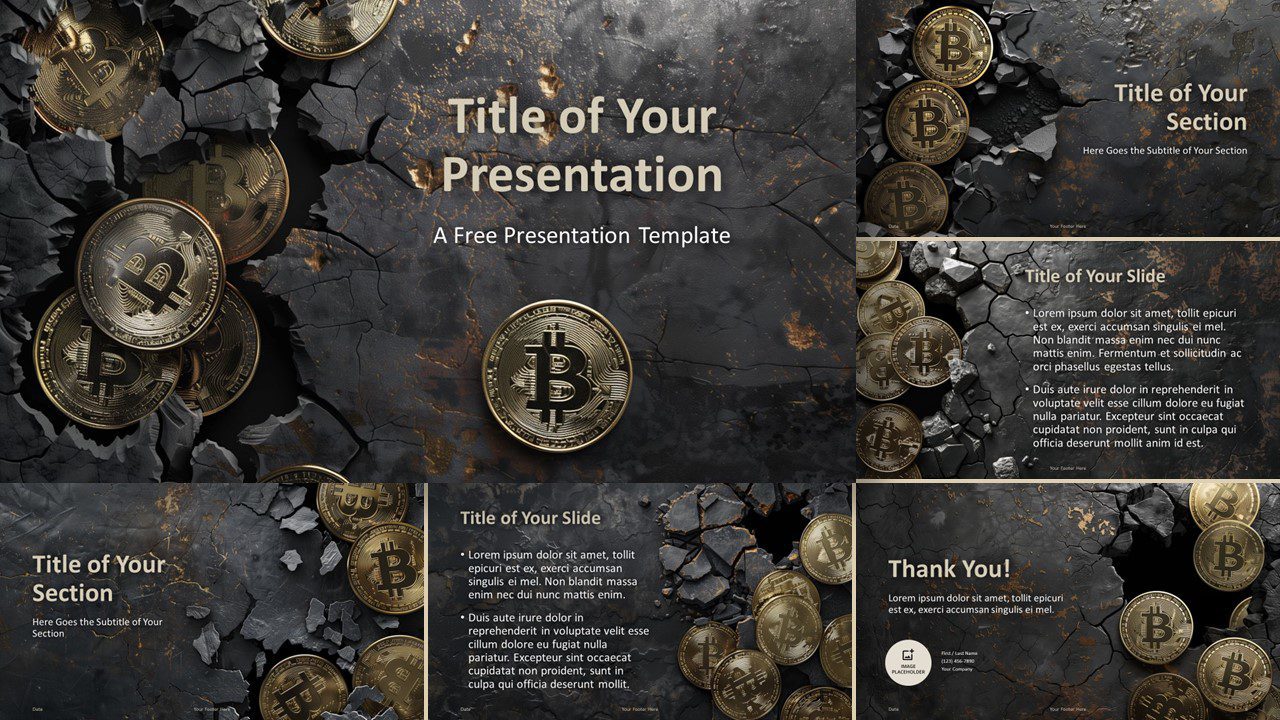 Overview of Bitcoin Stone Template for widescreen PowerPoint and Google Slides presentations
