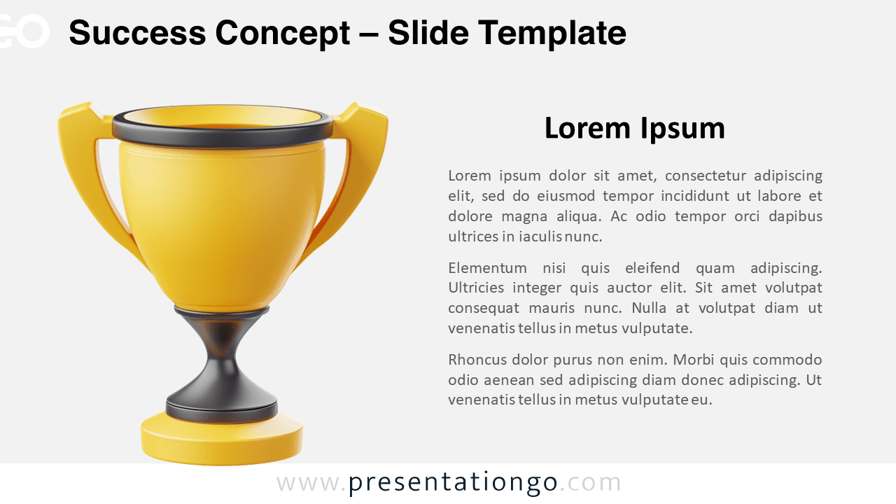 Success Concept Presentation Slide with Trophy Illustration on a Light Background for PowerPoint and Google Slides