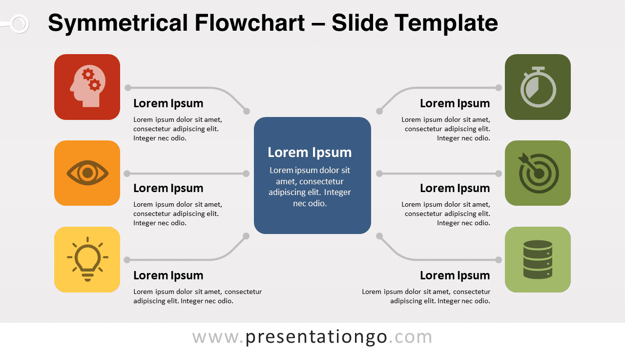 An illustrative example of the Symmetrical Flowchart template with a light background, optimized for PowerPoint and Google Slides.